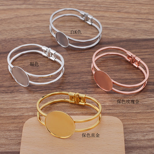 5 gezackte Rand-Bezel-Cups, zweireihig, zu öffnender Kreis-Armreif, 18 kg, 20 mm, 25 mm, 30 mm, runde Cabochon-Rohling-Basis, Edelstein-Stück-Fassung