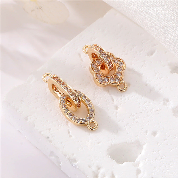 2 connecteurs de lien de cercle floral à double boucle ornés de strass 14K GF