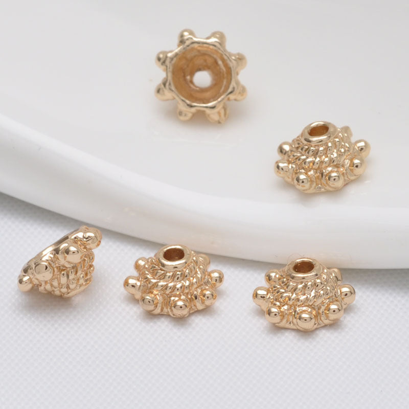 50 bonnets de perles florales, tasse 14K GF, breloques, entretoise de perles