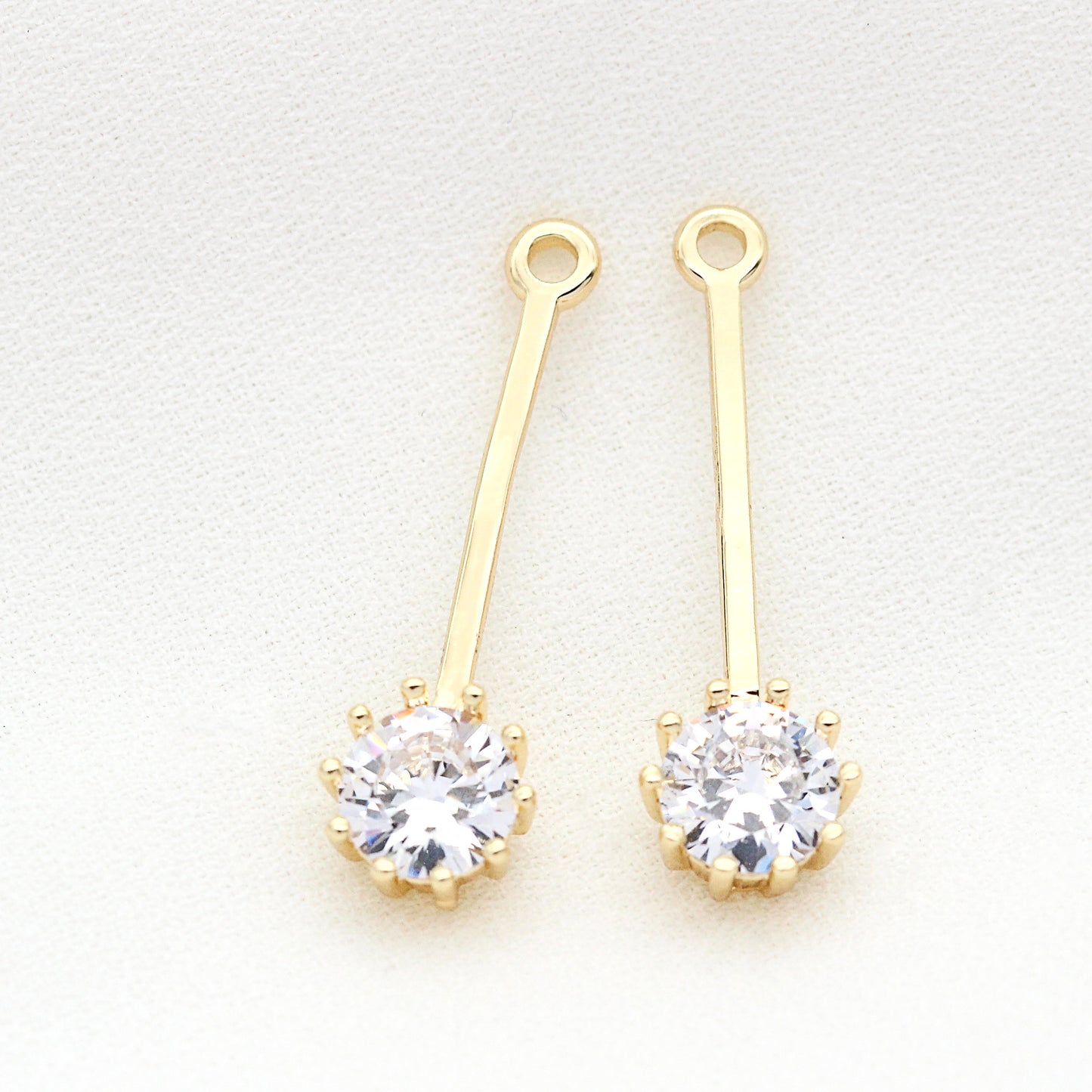 10 pendentif à breloque en forme de barre de bâton de pierre ronde orné de strass 14K GF