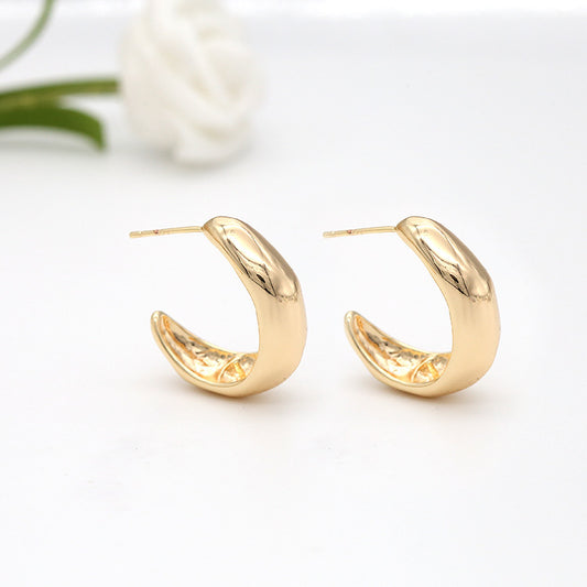 4 boucles d'oreilles à tige épaisses en demi-cercle brillant 14K GF Earing