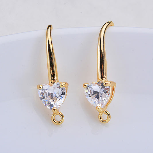 20 boucles d'oreilles à crochet en pierre de cœur avec boucle ornée de strass 14K GF