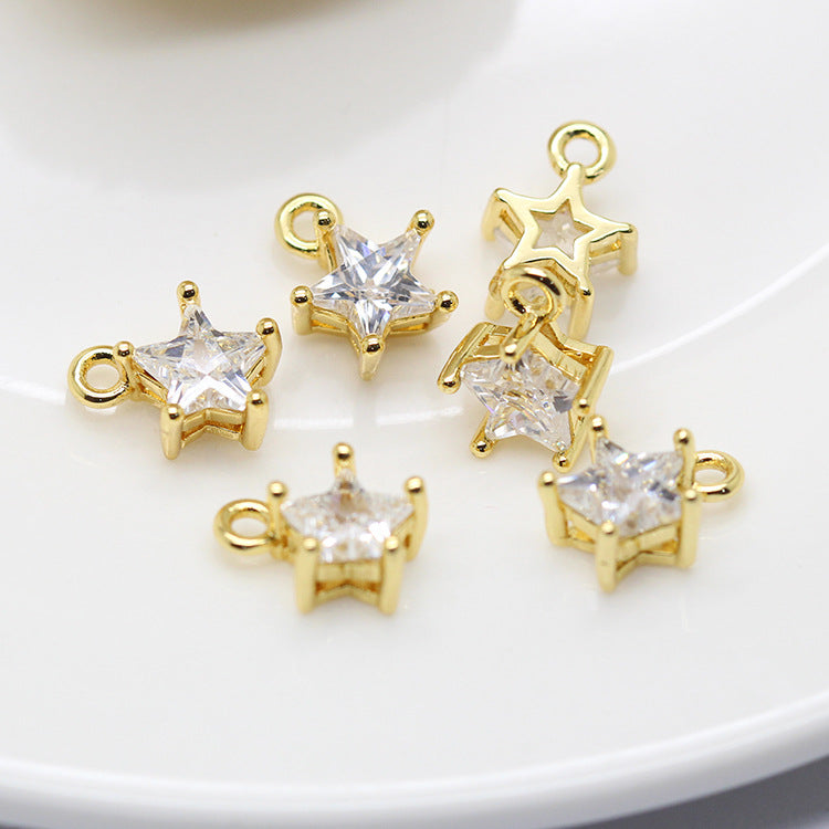 Pendentif à breloque 10 étoiles orné de strass 14K GF