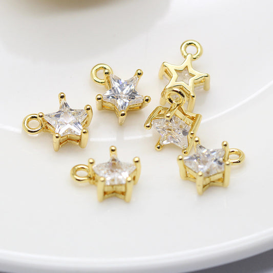 Pendentif à breloque 10 étoiles orné de strass 14K GF