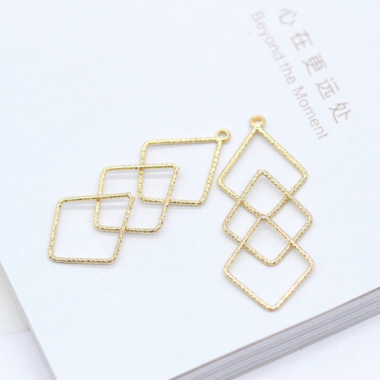 20 Pendentif à breloque cercle à trois diamants fondants 14K GF