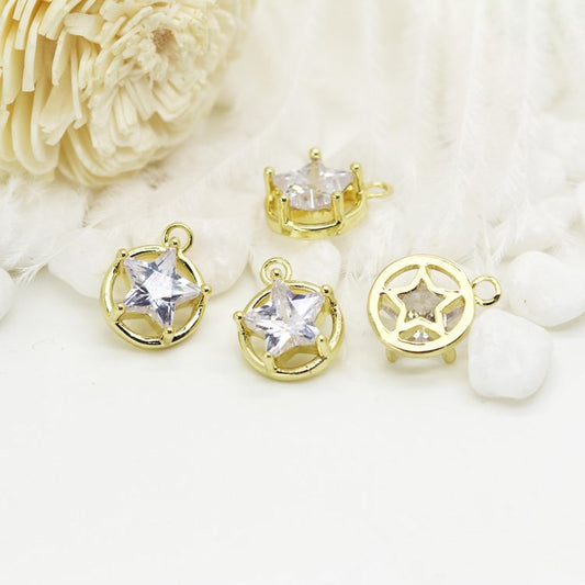 Pendentif à breloque 20 étoiles orné de strass 14K GF