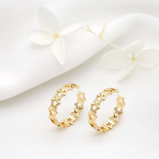 2 Hohlstern-Statement-Ring mit offenem Kreis, 14 Karat GF