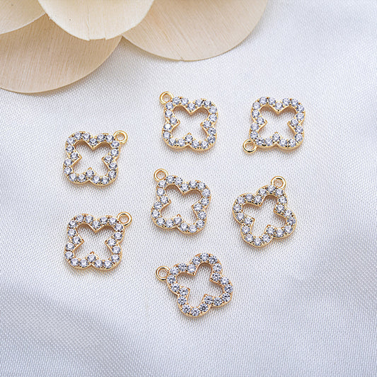 20 pendentif à breloque cercle floral orné de strass 14K GF