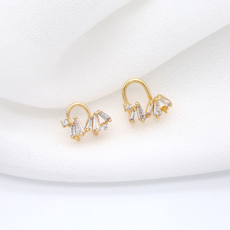 4 boucles d'oreilles earcuff grimpeur sans piercing boucle d'oreille strass embelli 14K GF boucle d'oreille