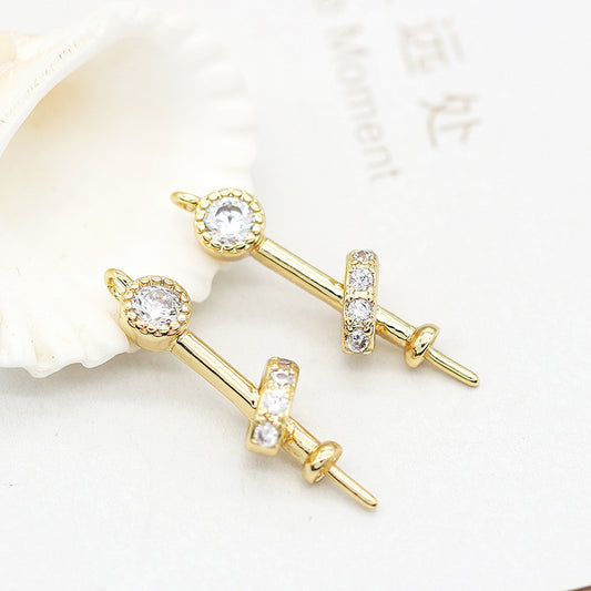 2 14K GF Pendentif Top Connecteur Demi Percé Perle Perle Vierge