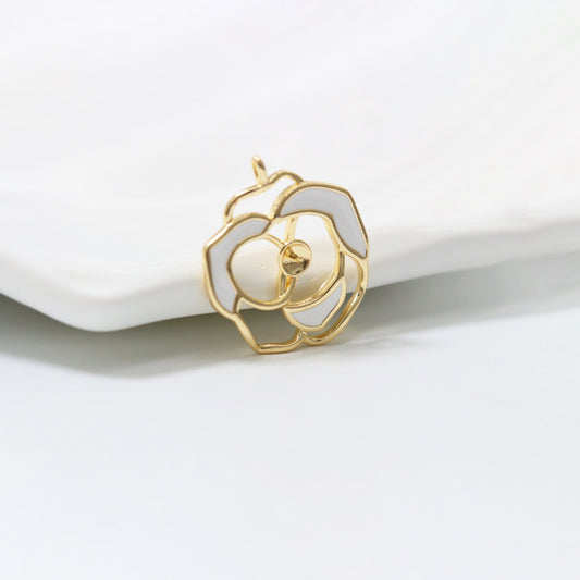 2 Rosen-Blumen-Charm-Anhänger, Emaille, Epoxidharz, 14 K GF, halbgebohrte Perle, Rohling