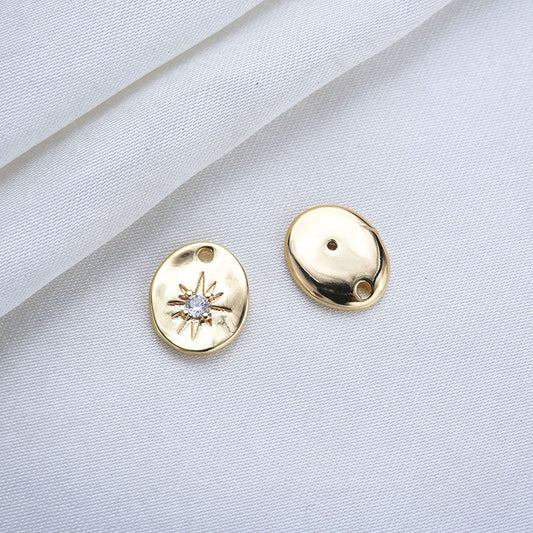 20 pendentifs à breloque étoile ovale ornés de strass 14K GF