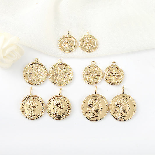 2 pendentifs à breloque en forme de portrait floral 14K GF