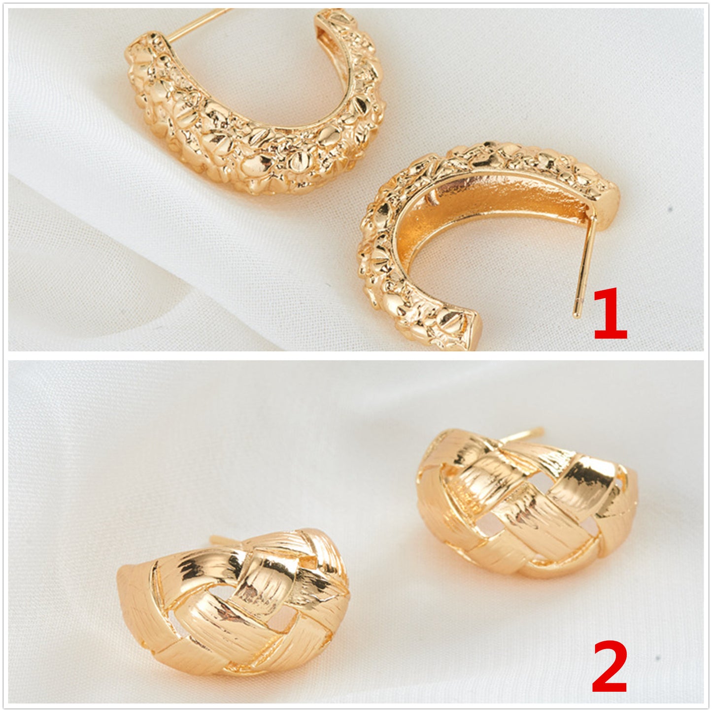 4 grosses boucles d'oreilles à tige demi-cercle 14K GF Earing