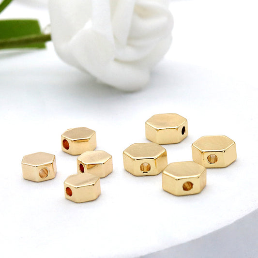 10 Sechseck-Perlenstück 14K GF Kupfer Charm Bead Spacer