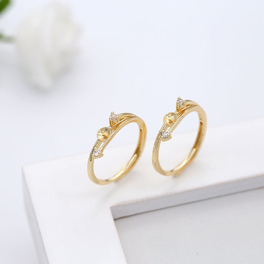 2 offene Kreise, schlichter Statement-Ring, mit Strasssteinen verziert, 14K GF, halbgebohrte Perle, Rohling