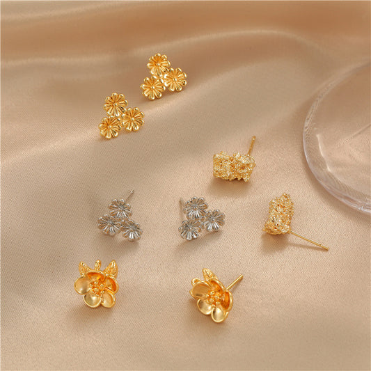 4 boucles d'oreilles à tige florale 14K GF Earing