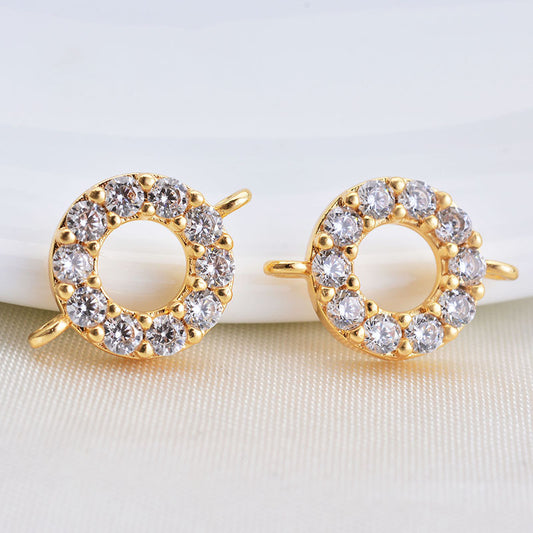 20 connecteurs de charme ronds à double boucle ornés de strass 14K GF