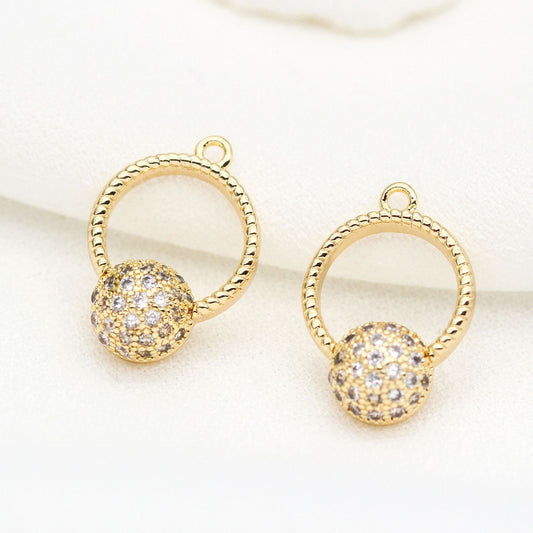 20 pendentifs à breloques ronds ornés de strass 14K GF
