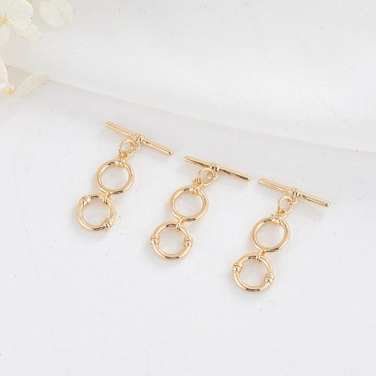 2 Sets Double Round Circle OT Clasp 14K GF Clasps Connector