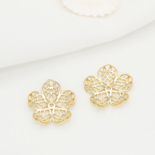 5 bonnets de perles florales creuses, tasse 14K GF, breloques, entretoise de perles
