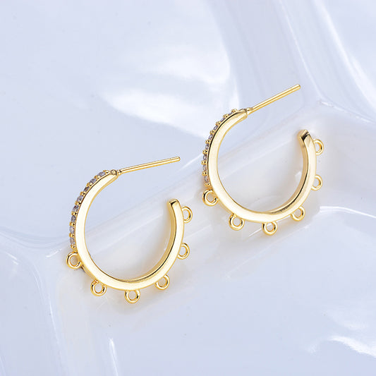 20 boucles d'oreilles à tige en demi-cercle multi-boucles ornées de strass 14K GF