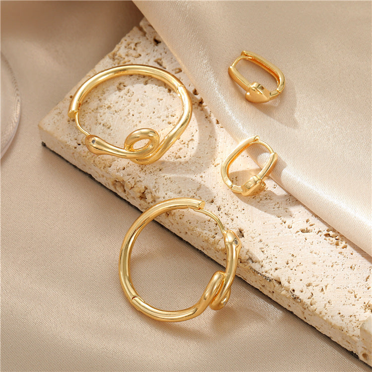 4 boucles d'oreilles serpent rectangle cercle coeur cerceau strass embelli 14K GF boucle d'oreille
