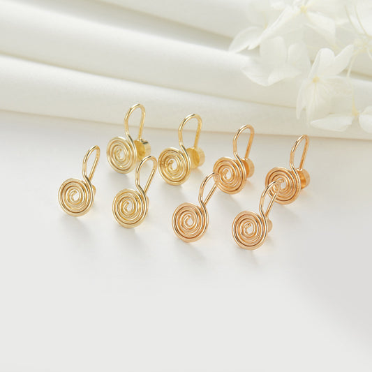 4 Spiral-Ohrclips ohne Piercing, 14-karätiges GF-Ohrring