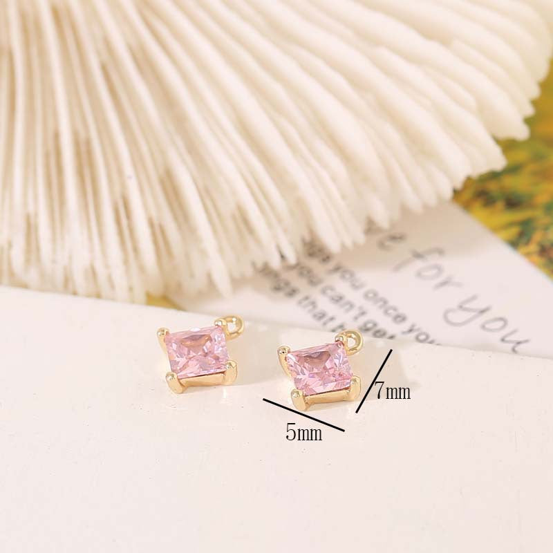 2 Diamond Charm Pendant Rhinestone Embellished 14K GF