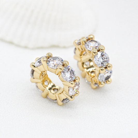 10 pendentifs à breloques en forme de cercle rond ornés de strass 14K GF