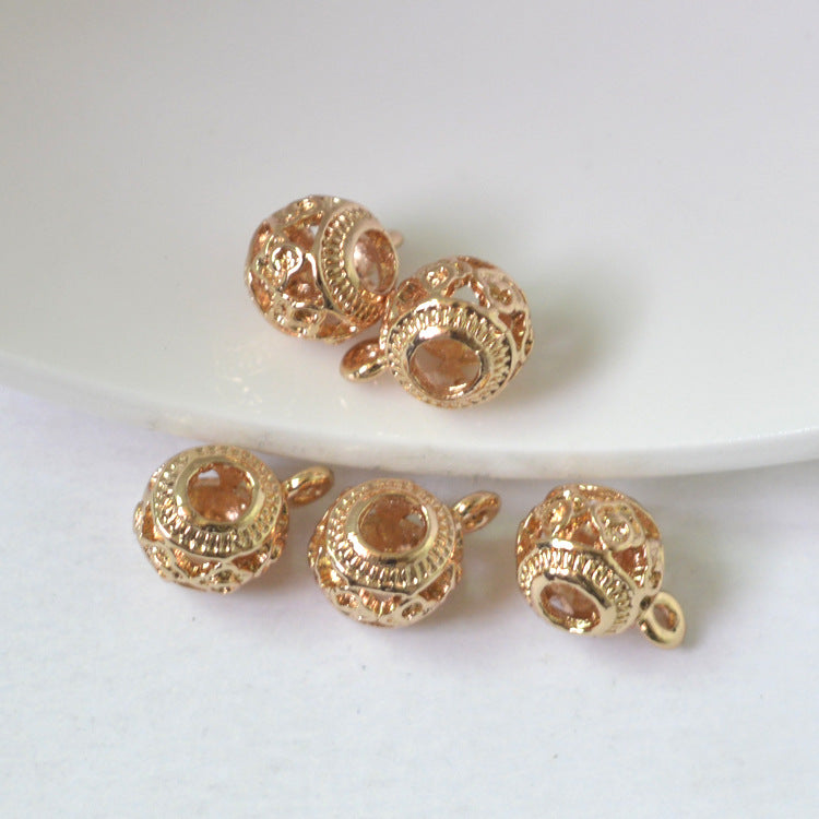 20 perles de tambour creuses avec pendentif de charme en boucle 14K GF