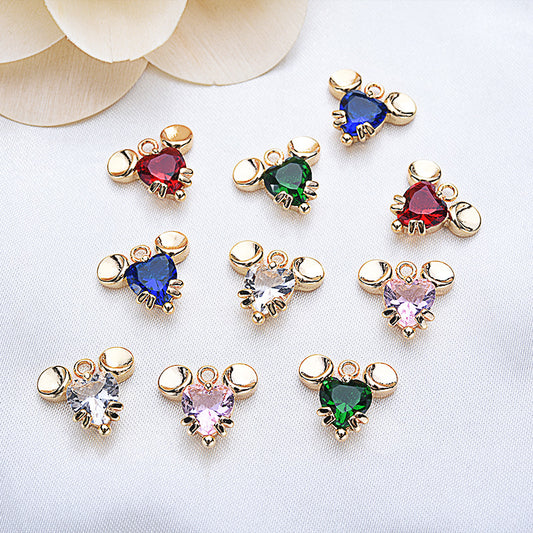 20 Mickey Mouse Charm Pendentif Strass Embelli 14K GF