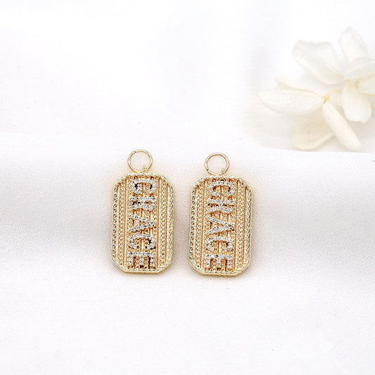 2 rechteckige Charm-Anhänger mit Strassverzierung aus 14-karätigem GF