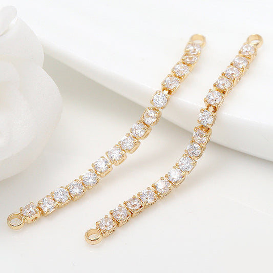 2 connecteurs de maillons de chaîne à griffes à double boucle, embellis en strass, 14K GF