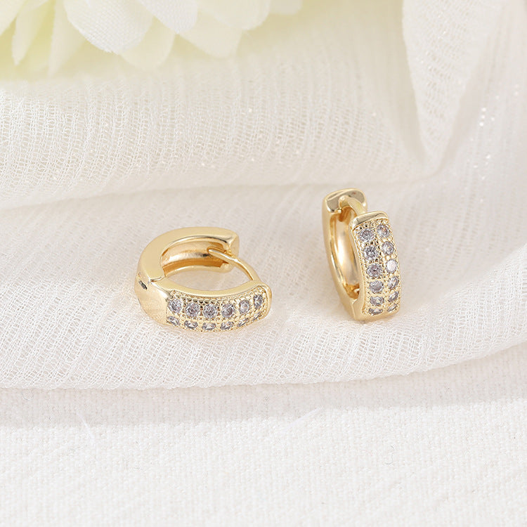 4 Round Star Floral Circle Hoop Earrings Rhinestone Embellished 14K GF Earing