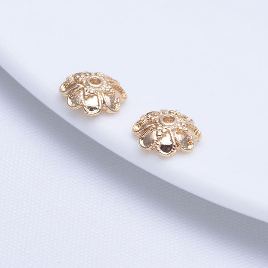 50 bonnets de perles florales, tasse 14K GF, breloques, entretoise de perles