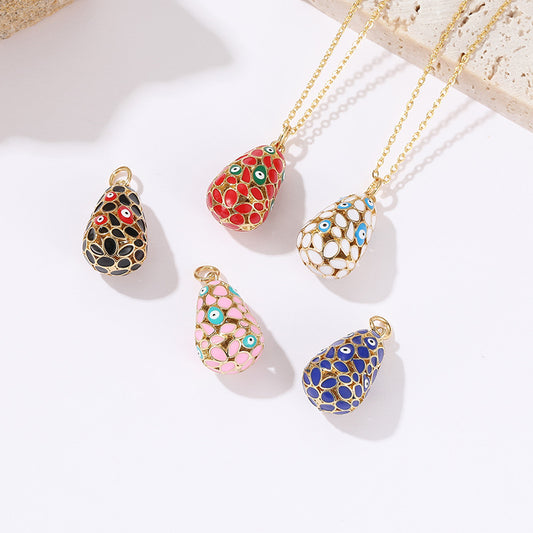 2 Evil Eye Wassertropfen Charm Anhänger Emaille Epoxy 14K GF