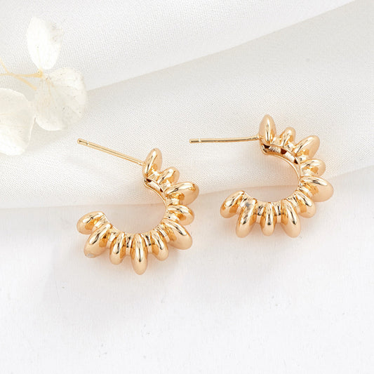 4 Chunky Half Circle Stud Earrings 14K GF Earing