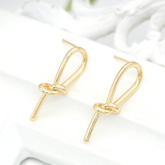 4 boucles d'oreilles à tige en cercle noué 14K GF, perle à moitié percée, vierge