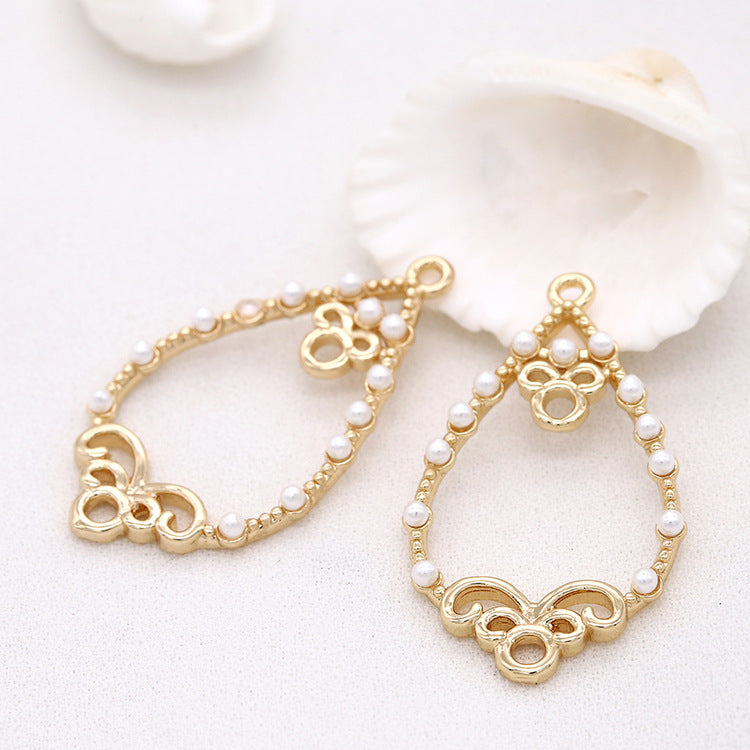 2 connecteurs de charme circulaire en forme de goutte d'eau à double boucle ornés de perles 14K GF