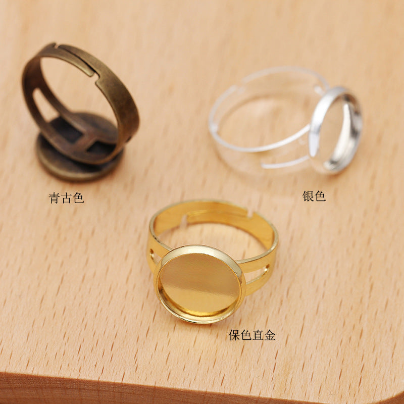 200 Round Bezel Cup Openable Circle Ring 18KGP 12mm Cabochon Blank Base Gemstone Setting