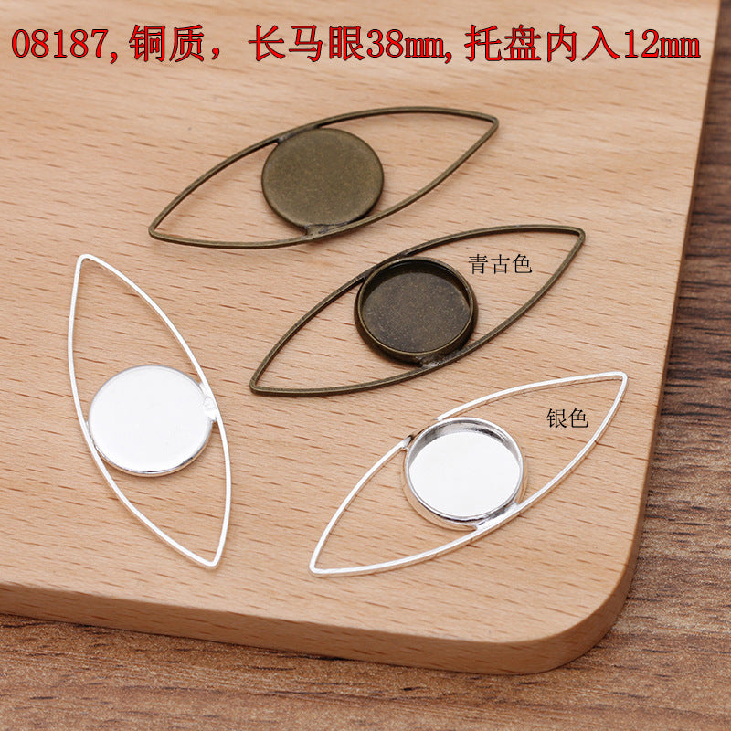 200 Eye Triangle Waterdrop Heart Star Floral Square Charm Pendant 18KGP 10mm 12mm 14mm Round Cabochon Blank Base Gemstone Piece Setting