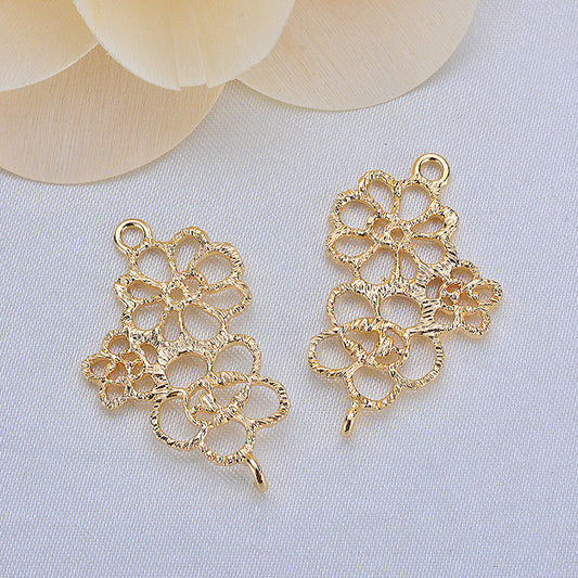 20 connecteurs de charme floral à double boucle 14K GF