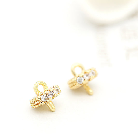 2 pendentifs à breloques ronds ornés de strass 14K GF, perles semi-percées vierges