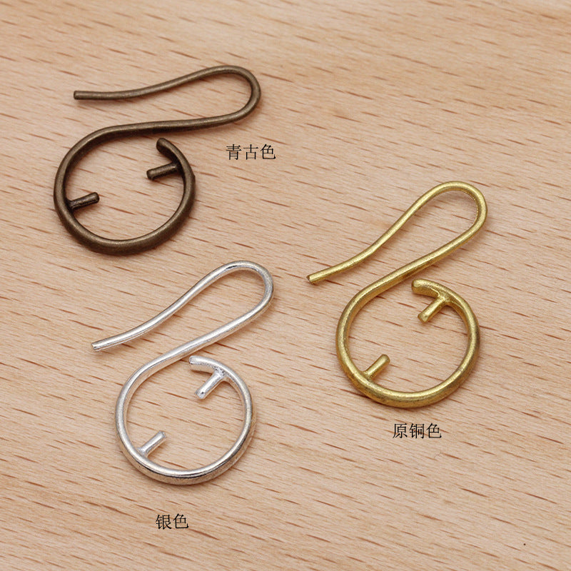 20 boucles d'oreilles à crochet à Double broche 18KGP 10mm, perle ronde à trou traversant, Base vierge, réglage de perles en pierres précieuses