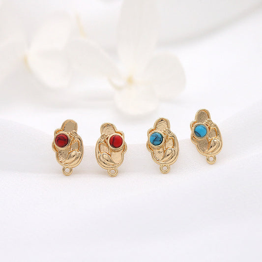 4 Wolken-Ohrstecker mit Öse, verziert mit türkisfarbenem 14-karätigem GF-Ohrring