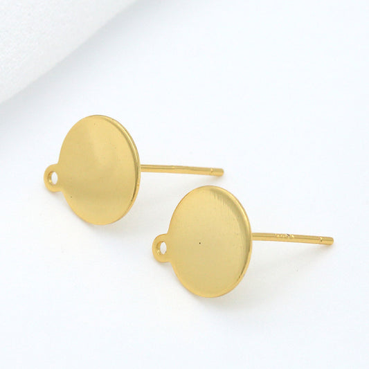 10 boucles d'oreilles rondes unies avec boucle 14K GF, Base de cabochon vierge
