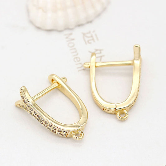 Boucles d'oreilles créoles 4 U Circle avec boucle ornées de strass 14K GF
