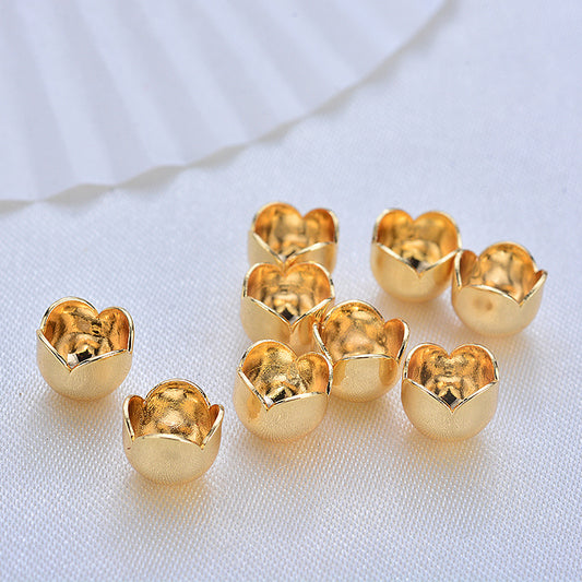100 tasse de capuchon de perles florales 14K GF, entretoise de perles de charme