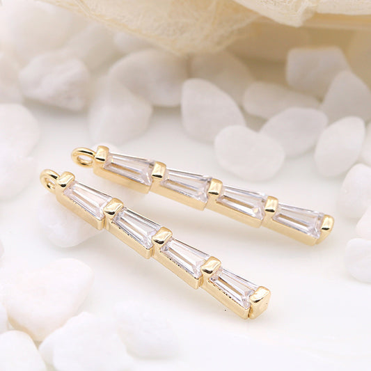 Pendentif à breloque barre à 2 bâtons orné de strass 14K GF